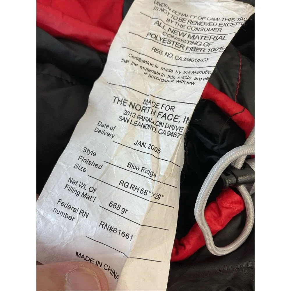The North Face Blue Ridge Mens 20F -7C Sleeping Bag Camping Red Black